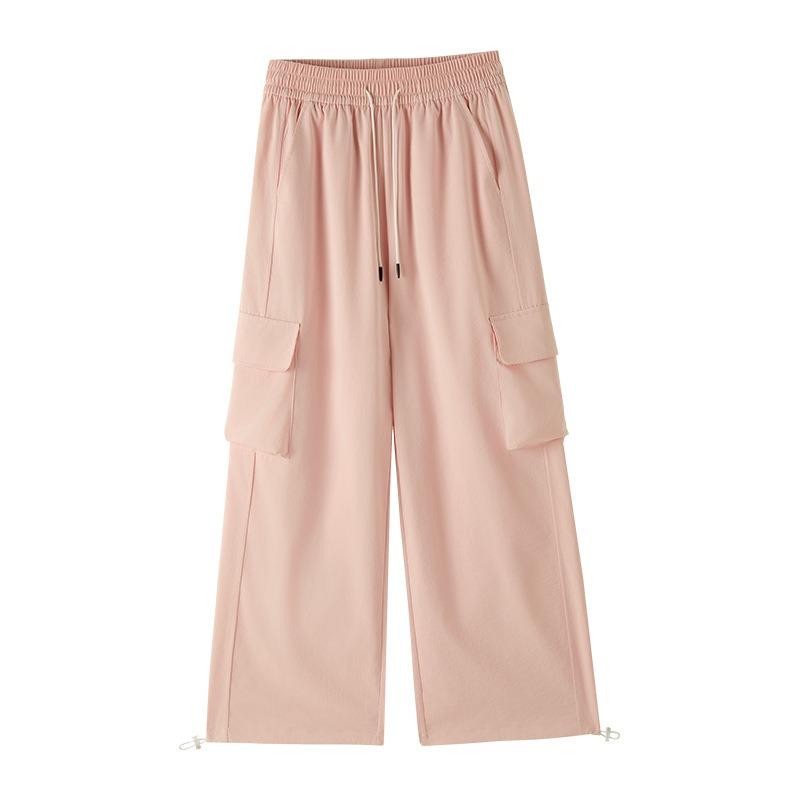 Комбинезон женский летний тонкий новый с высокой талией повседневный парашют широкие брюки большой карман спортивные штаны