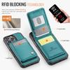 For iPhone 15 Pro Max Leather Back Cover Compatible with MagSafe JEEHOOD J06 Phone Case with Card Bag RFID Blocking