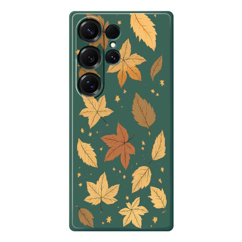 For Samsung Galaxy S25 Ultra Case Maple Leaves Pattern Printing Straight Edge TPU Phone Back Cover