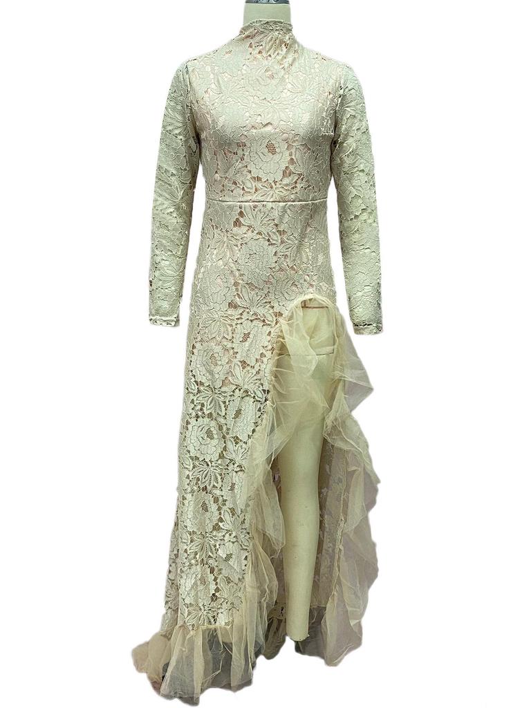 Элегантное женское вечернее платье с сеткой и юбкой «рыбий хвост» в европейском и американском стиле 2025 года