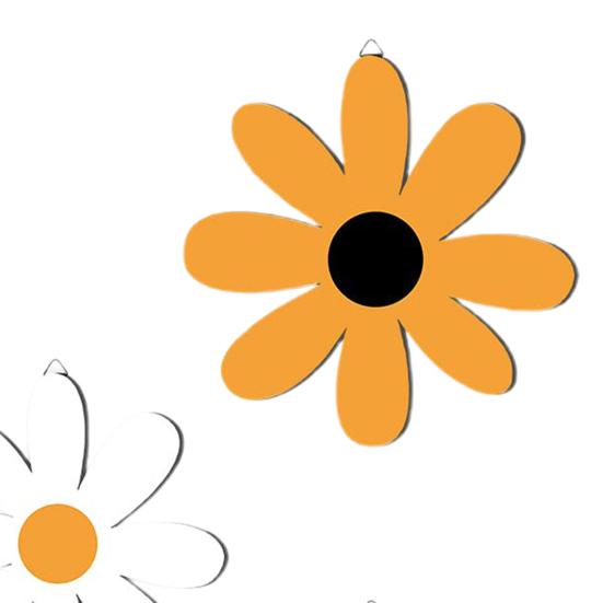 6Pcs/Set Rustic Wooden Flower Wall Decoration Handcrafted Black Yellow White Floral Wall Art Home Office Living Room Bedroom Wall Hanging Ornament