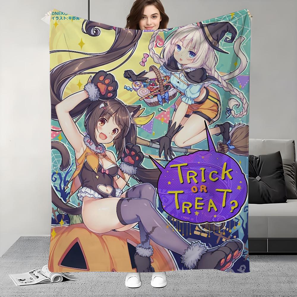 Плед N-Nekopara-S Легкий Дизайн Для Общежитий, Дневного Сна, Гостиной, Офиса, Дивана, Всесезонный