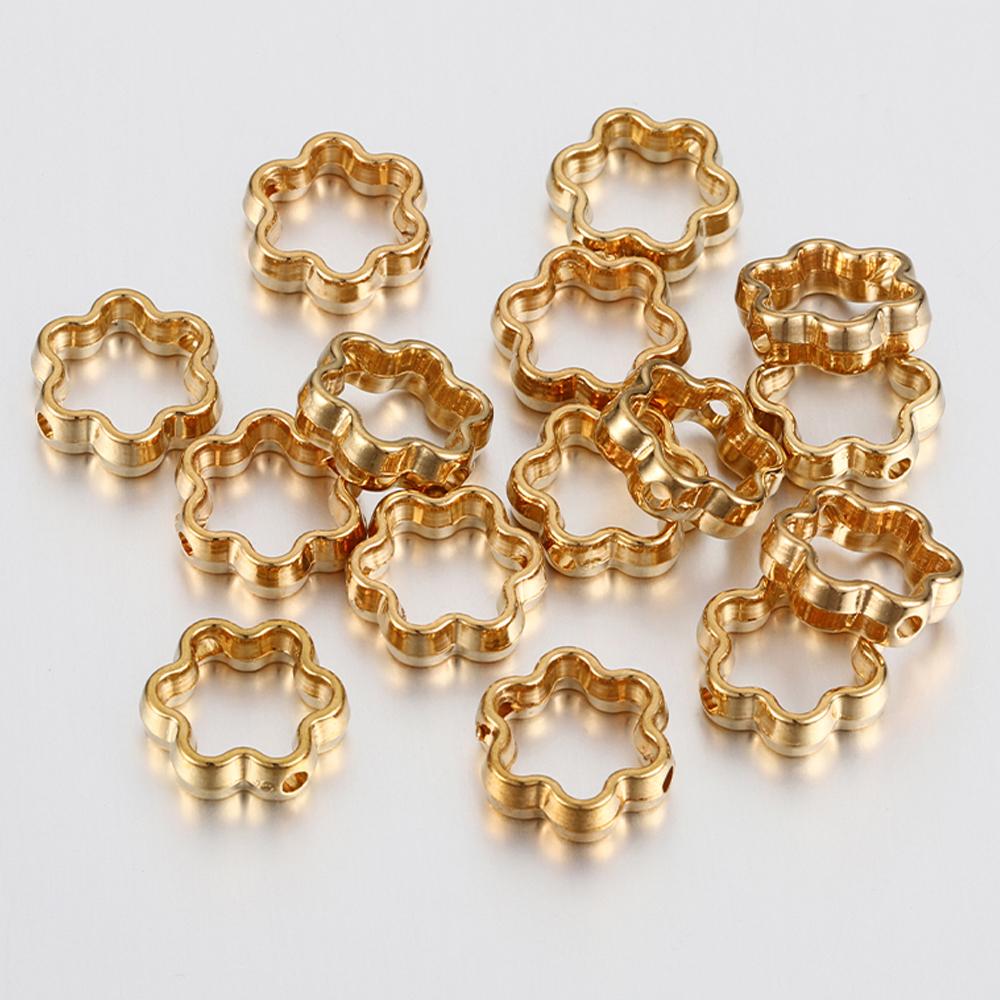 50pcs Two Hole CCB Flower Frame Spacer Beads DIY Necklace Bracelet Earrings Connectors Pendants Jewelry Accessories