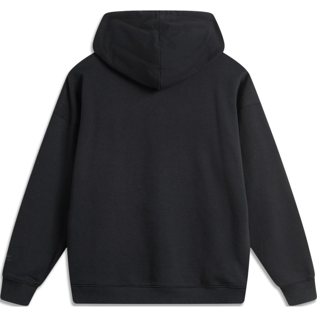 Li Ning Sports Lifestyle Series High Street American Vintage Letter Loose Hoodie Pullover Long Sleeve Sweatshirt Men Hoodie Black AWDU673-3