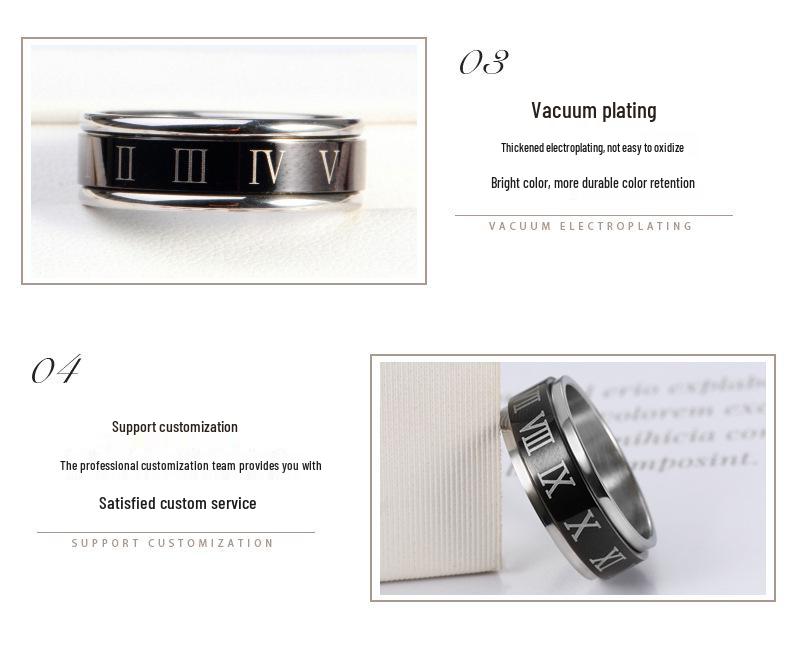 Трендовое вращающееся кольцо для пары из нержавеющей стали с римскими цифрами