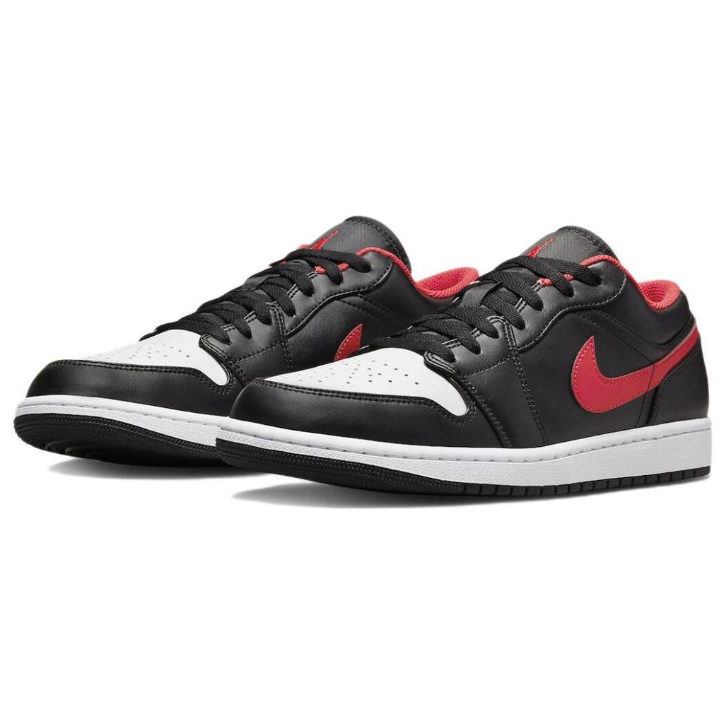 Мужские кроссовки Air Jordan 1 Low White Toe Черные Огненно-Красные 553558-063