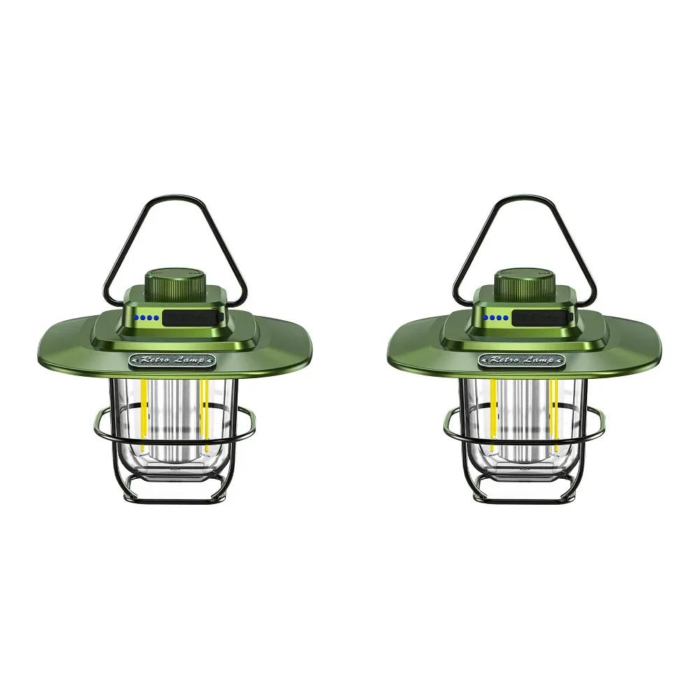 Retro Camping Light Portable Camping Lantern 4500mAh Outdoor Hanging Tent Light for Hiking Climbing Emergency Light Power Bank