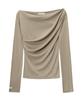 CNVS Boat Neck Draped Long Sleeve T-Shirt (3 Colors)