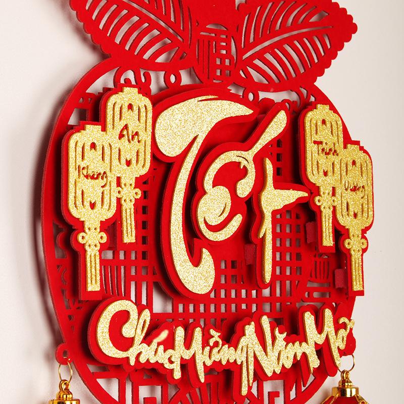 1PC Tassel Pendant 2025 Non Woven Hangings Traditional Vietnamese Fu Character Pendant Spring Festival 26X95CM