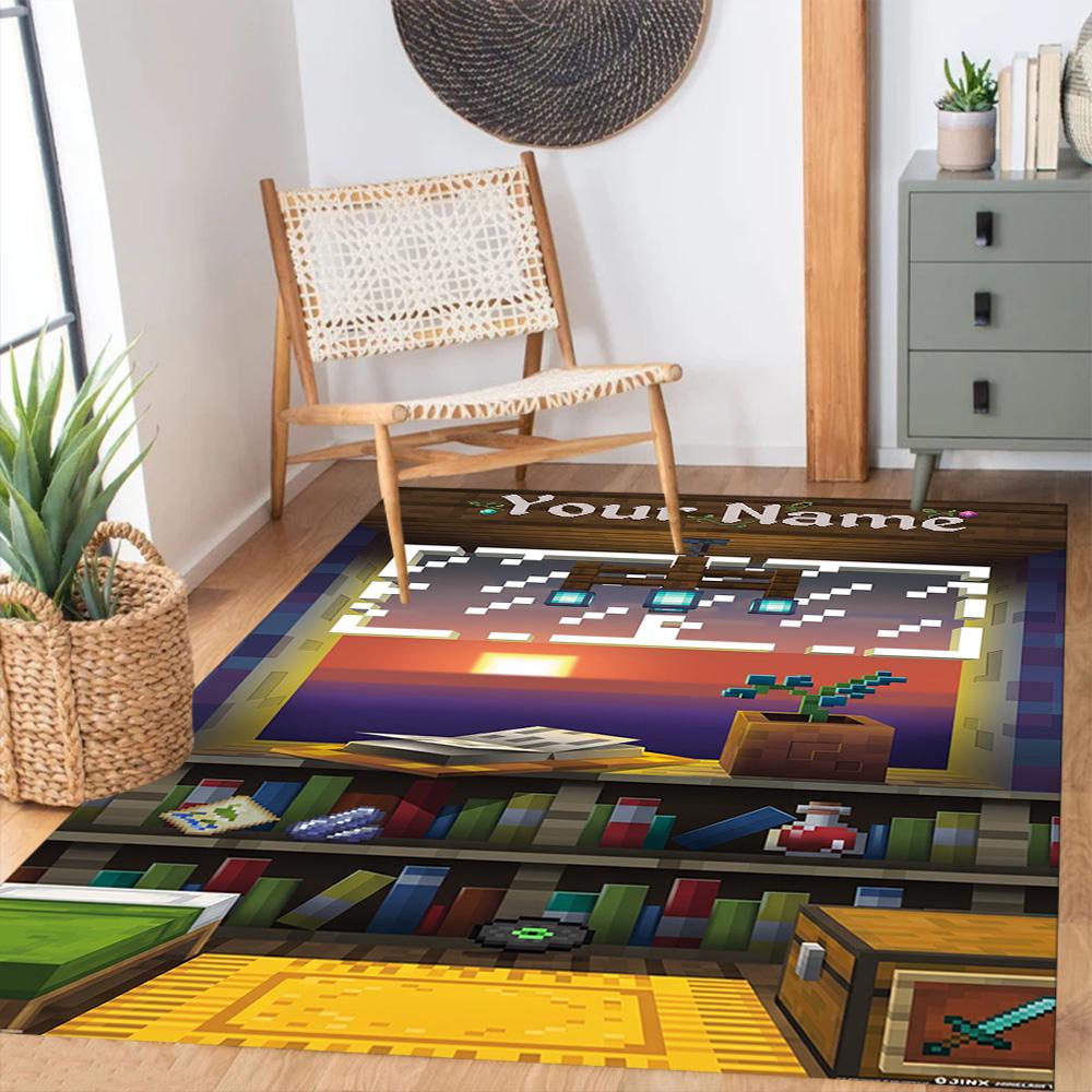 Minecraft Customize Text Floor Rug Office Rug Design For Balcony Decorate Room Study Room Outdoor Antislip Rug Anime Office Decor