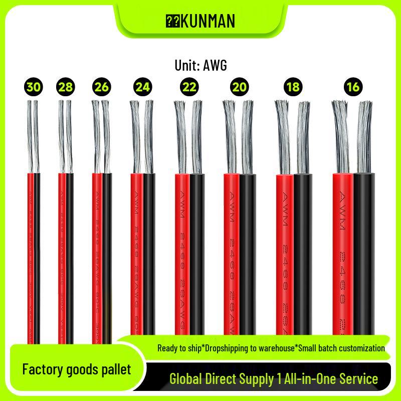Красный и черный ПВХ параллельный провод 2468, 30-16AWG для соединений светодиодной ленты