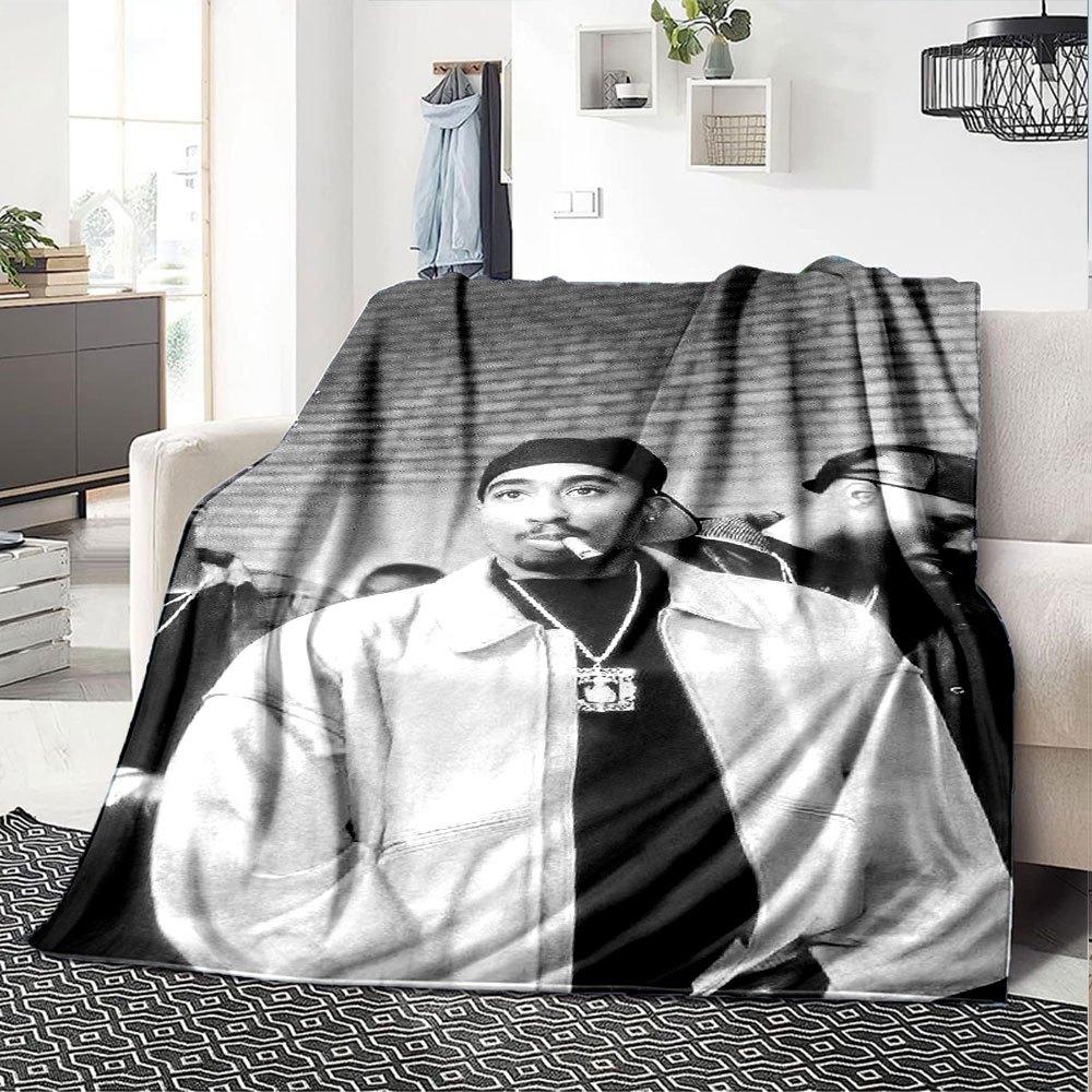 1 шт. Плед в стиле Hip Hop 2Pac, Мягкий, Легкий, Для всех сезонов, Многоцелевой плед для дивана, кровати, офиса и пикников, Французский стиль с культовыми обложками альбомов и цитатами