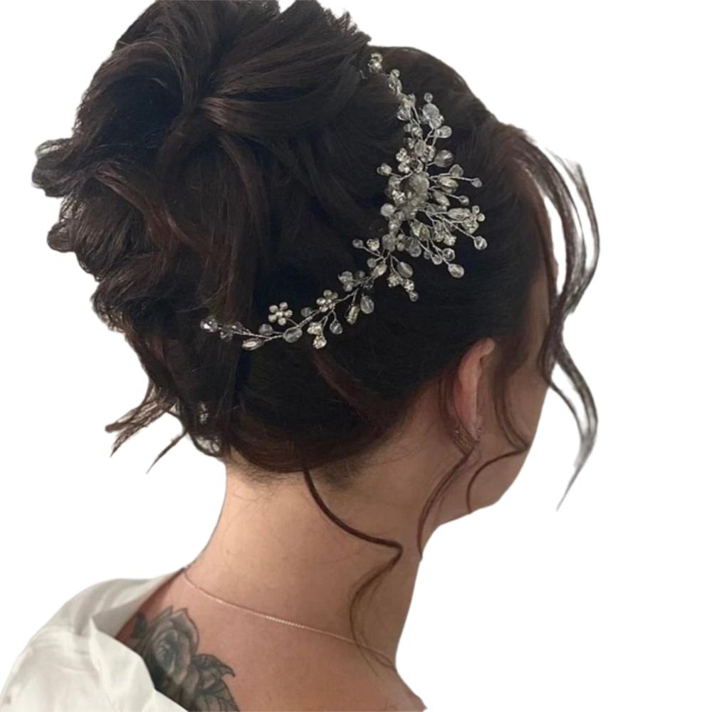 Handmade Pearl Crystal Hairband Silver Color Pearl Rhinestone Wedding Hair Accessories  Women