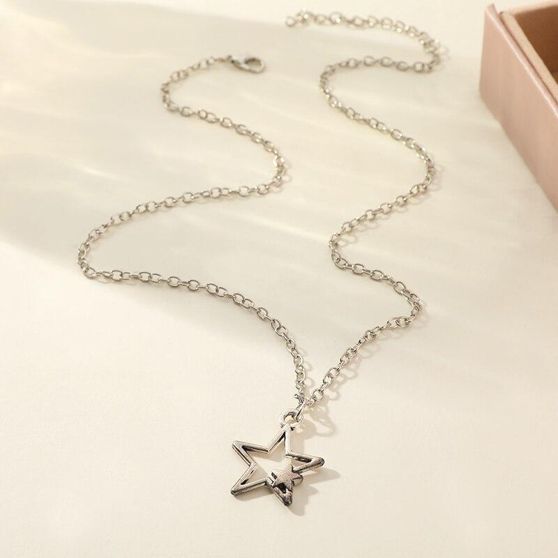 1pcs Vintage Pentagram Necklace Black Rope Necklace Personalized Fashion Alloy Star Pendant Jewelry Party Gift