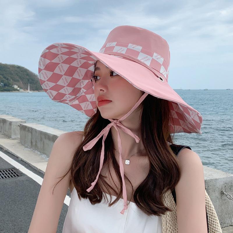 Летняя шляпа, женская модная двусторонняя рыбацкая туристическая солнцезащитная козырек с большими полями