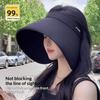 1pc Women's Summer Sun Hat Wide Brim UV Protection Caps Adjustable Foldable Solar Beach Bucket Hats Ponytail Travel Panama Caps
