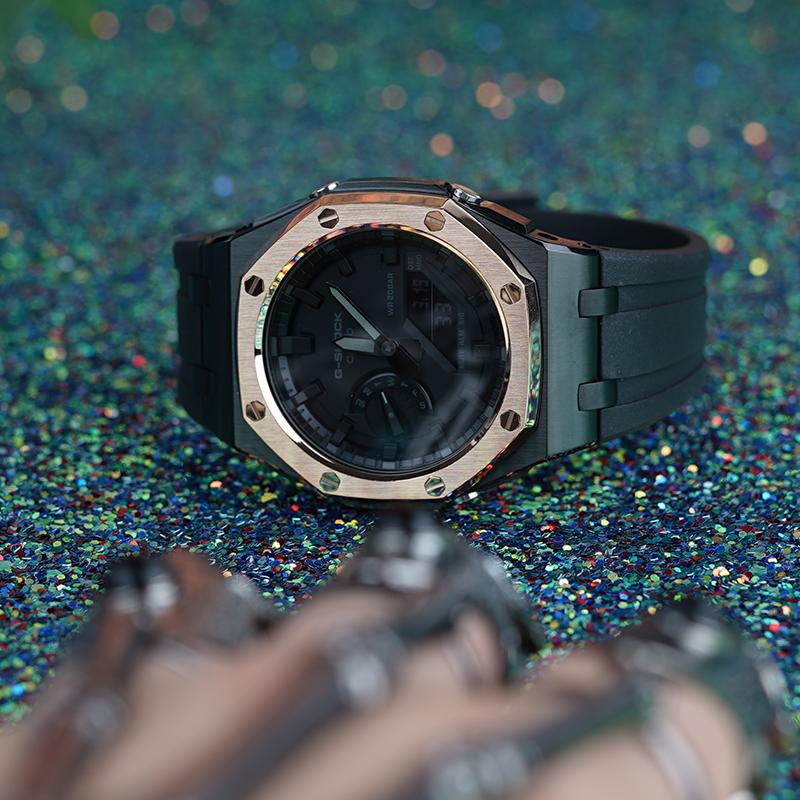 Casio Специальная коллекция Часы с механизмом Черный Розовый Кварц Унисекс Черный Циферблат GA-2100-1A1--