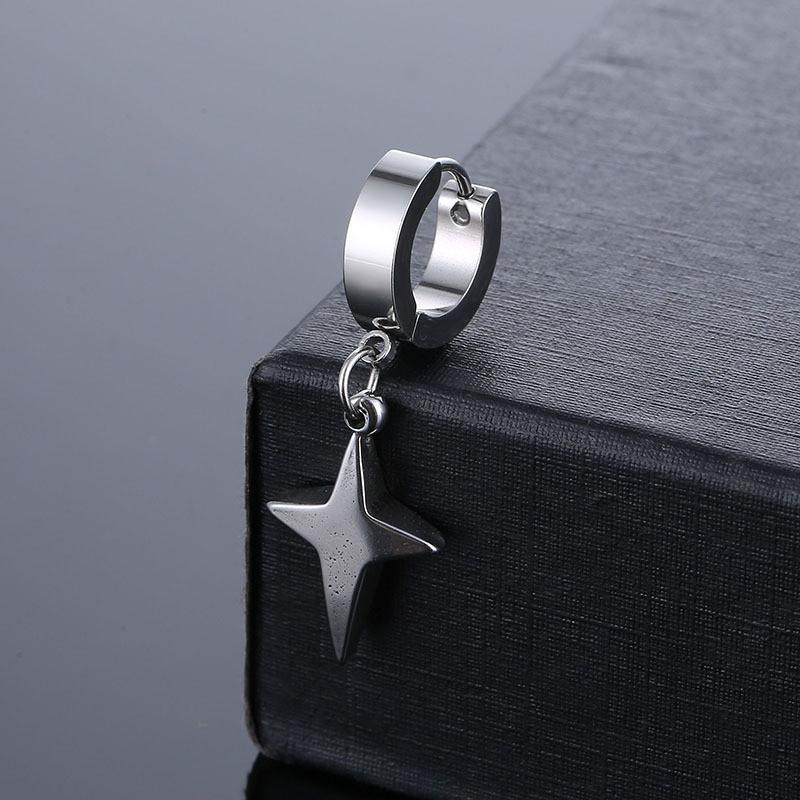 Classic Design Punk Cross Pendant Earrings Stainless Steel Simple Geometric Stud Ear Jewelry Party Gifts For Women Girls