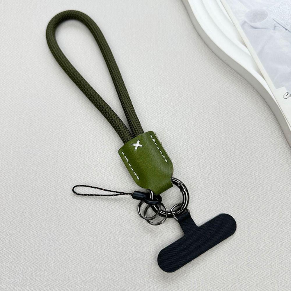 Nylon Braided Rope Phone Chain Women Fashion Luxury Wrist Phone Strap Pu Leather Head Phone Clip Lanyard Phone Accessories