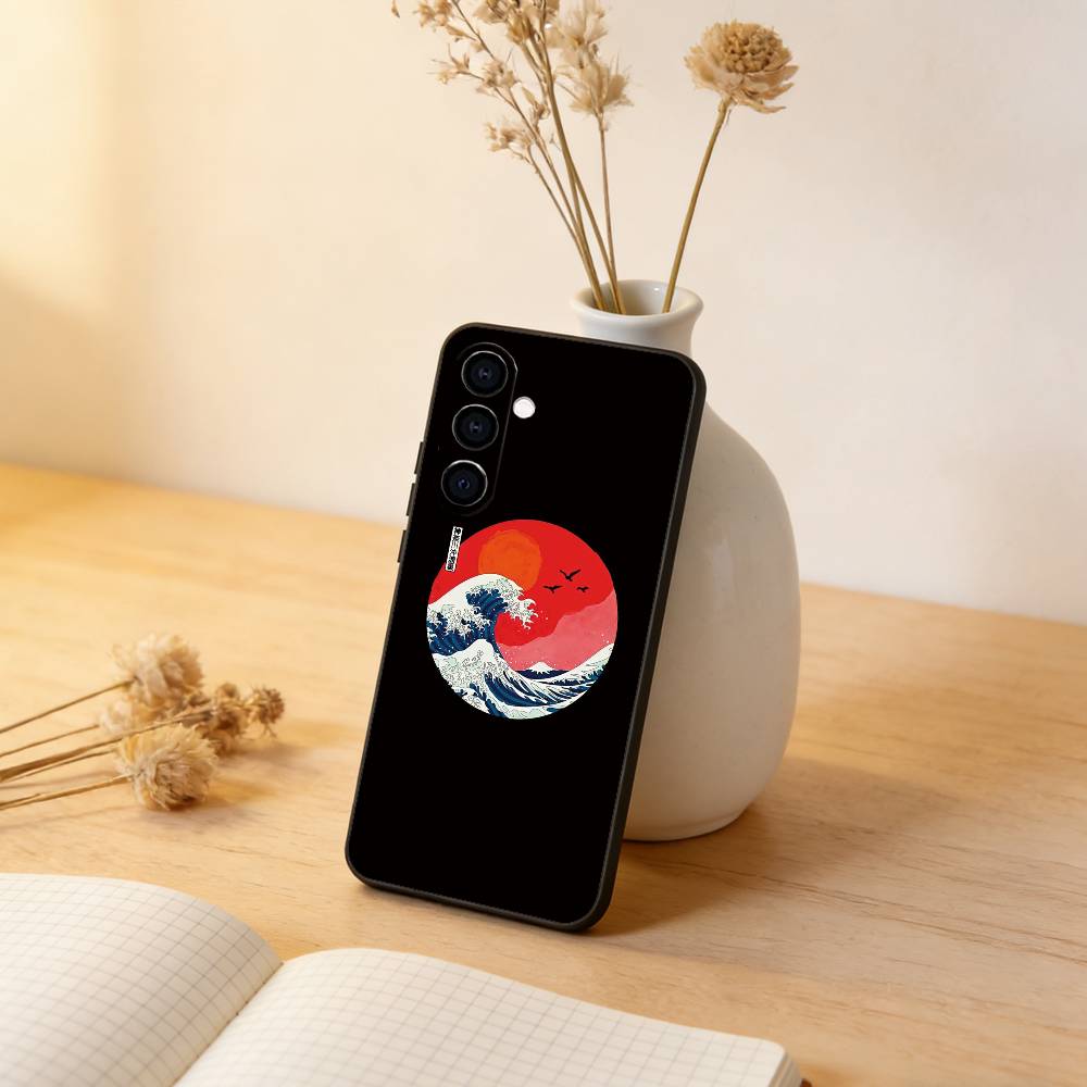 The Great Wave Off Kanagawa Phone Case Black Silicone Soft For Samsung Galaxy A73,A72,A71,A70,A53,A52,A51
