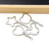 6Pcs/Lot Heart Star Shape Key Ring Chain Round Flat Wire Open Ring Metal Key Ring DIY Car Key Toy Pendant Making Chain Wholesale
