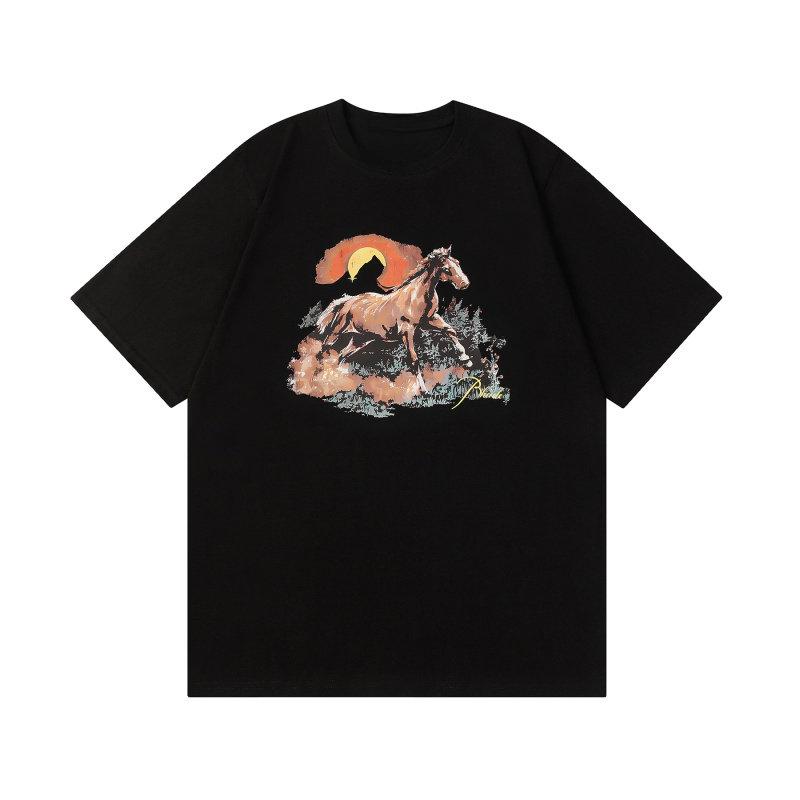 New 2026 Trendy Brand Rh American Ude High Street Logo Print Summer New Vintage Round Neck ShortSleeved TShirt Unisex And Unisex