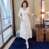 Elegant French Seaside Holiday Chiffon Dress - Light Luxury Summer Tea-Length Skirt