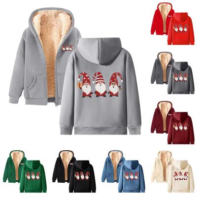 Женская плюшевая и толстая теплая свободная куртка-кардиган с капюшоном и принтом