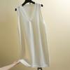 Long Knitted Vest Women V-neck Jacket Sweater Knee Length Dress Loose  Autumn Winter Sleeveless Solid