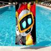 Cosmic Bot Crew Print Beach Towel Design, Soft, Lightweight. for Home Bathroom, Spa, Pool, Yoga, Surfing, Camping, Gift for Family, Friend