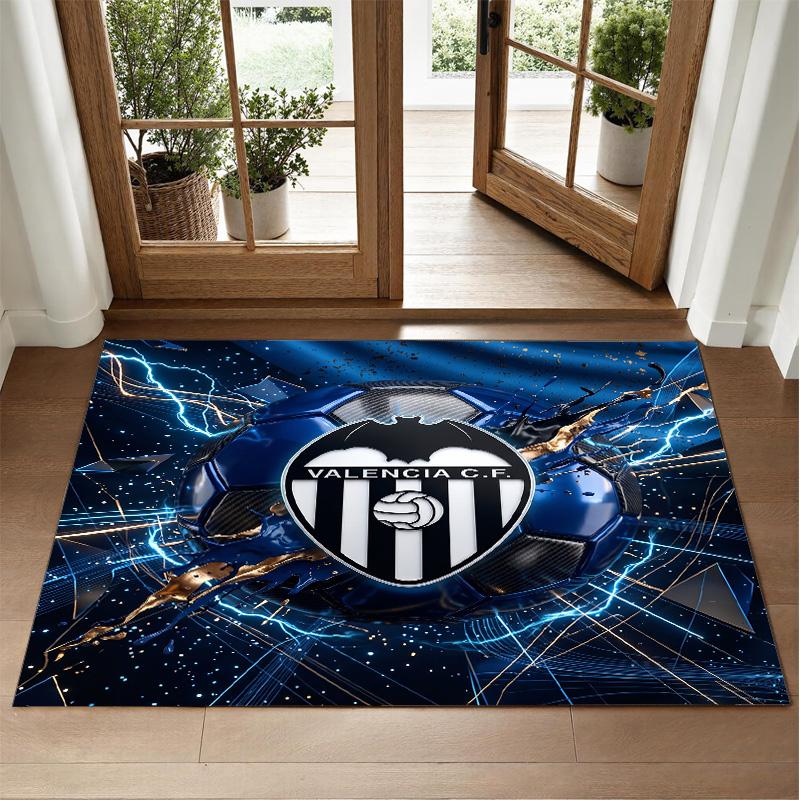 Valencia FC Design Crystal Velvet Rug Soft Decorative Mat for Bedroom Entrance