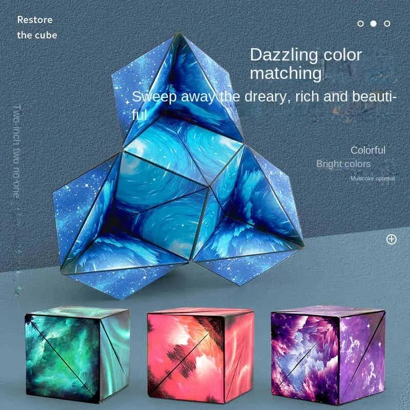 Геометрический магнитный сменный волшебный куб для детей, антистрессовая 3D игрушка-головоломка с ручной крышкой, разнообразные развивающие игрушки