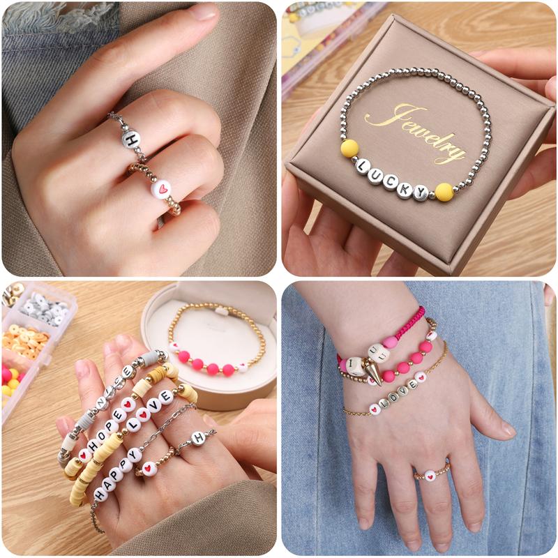 DIY Handmade Ceramic Clay Porcelain Disc Beads Flat Polymer Round Clay Beads Bulk Bracelets Earrings Making Kits