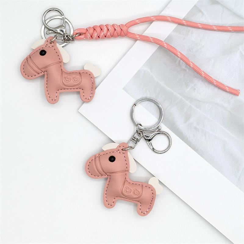 Милый мультяшный пони кожаный брелок подвеска амулеты брелок в виде лошади животное сумка подвесное украшение пара аксессуары украшения подарки