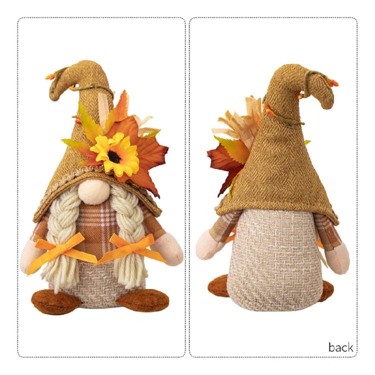 Stylish Thanksgiving Theme Standing Doll Unique Fall Season Bendable Hat Gnome Figure Table Ornament for Thanksgiving