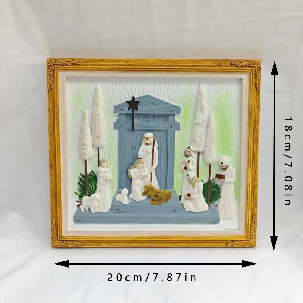Рождественский набор место рождения рисованные фигурки статуи Домашнее скульптурное искусство Гостиная Спальня украшение стола Изделия из смолы Комната