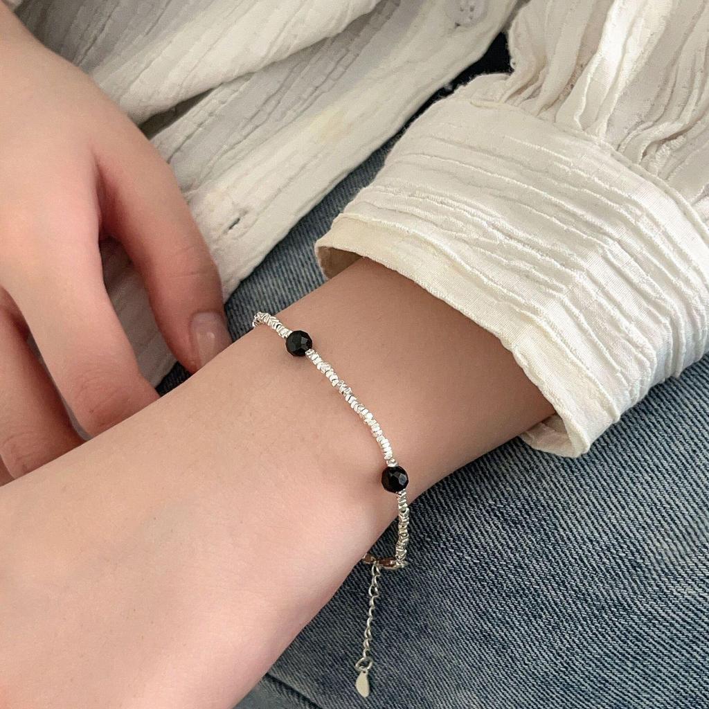 Набор бус из стерлингового серебра 925 пробы с черным агатом - Осенне-зимний чокер