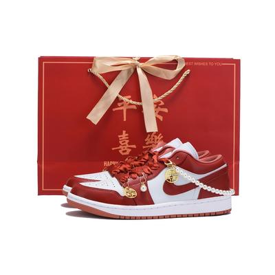 Air Jordan 1 Низкие кроссовки с нескользящей подошвой Винтажные баскетбольные кроссовки Женские True Red DC0774-080(Team59-SBOX)