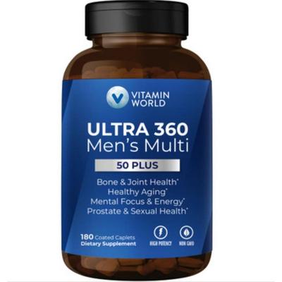 Vitamin World Мультивитамины Ultra 360 для мужчин 50+ Функция предстательной железы, 180 таблеток, 1 упаковка