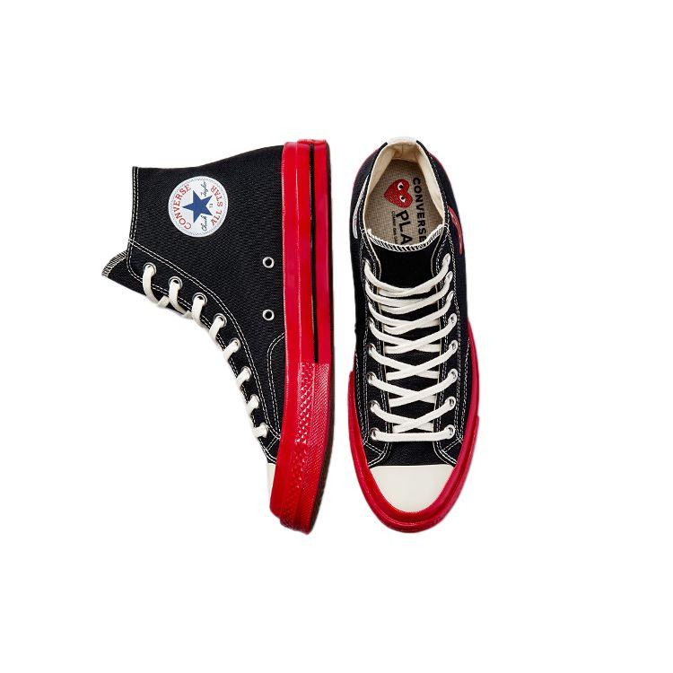 Comme Des Garçons Play X Converse Chuck 70 High Black Red Unisex Sneakers Egret A01793C