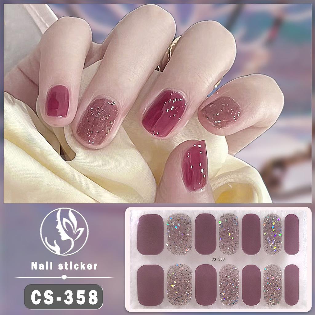 1PC (в комплекте 14 маленьких наклеек) Гелевая наклейка для укрепления ногтей без запекания, водостойкая и прочная 3D наклейка для обертывания ногтей, сплошной цвет, луковый порошок