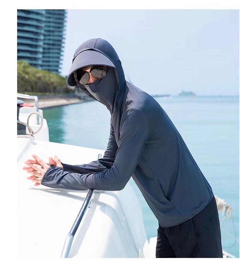 Мужская дышащая куртка с капюшоном из ледяного шелка с защитой от УФ-лучей для рыбалки - Новая летняя коллекция 2025