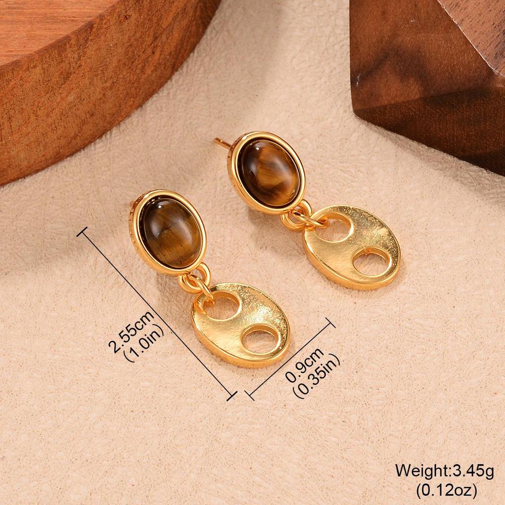 Maillard Осень/Зима Высококлассные Геометрические Серьги с Кисточками из Тигрового Глаза