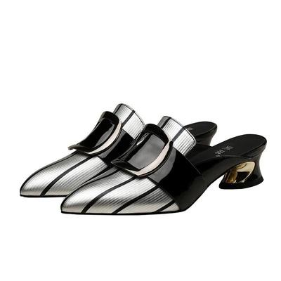 Мода Мода Милый Серебристый Высокое Качество Весна и Лето Слипоны Серебристые Туфли Женские Повседневные Черные Комфортные Офисные Карьерные Рабочие Туфли E63