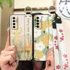 Durable Ring Phone Case For Tecno Camon17P Phone Holder Silicone Waterproof Dirt-resistant Flower Oil Painting Lanyard