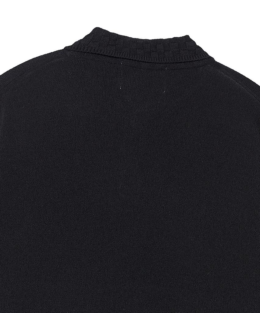 BEYOND CLOSET [Collection Line] Weaving Collar Detail Cotton Knit Black