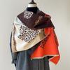 Heart-Shaped Contour Floral Simple Contrasting Colors Korean Women'S Thermal Scarf Fashionable High-End Shawl