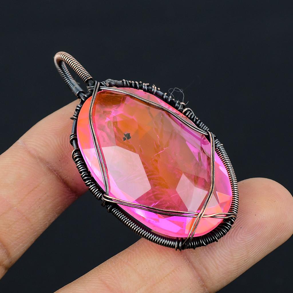 Натуральный Древо Жизни Кунцит Драгоценный Камень Медная Проволока Подарочная Подвеска 2,3 дюйма K4j88