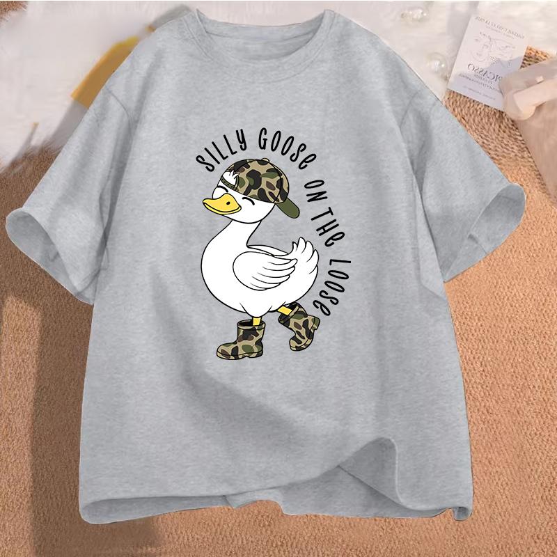 Silly Goose On The Loose T Shirts for Men Women Funny Cowgirl Western Tee Shirt 90s Fashion Graphic T-shirt Short Sleeve Clothes