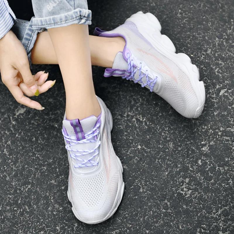 Ladies Sneakers Women's Mesh Flats Shoes Woman Lace Up Breathable Casual Female Shoe Comfort Candy Color Solid Ladies Plus Size